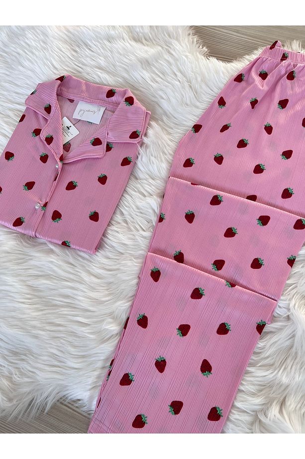 Pembe Çilek Desenli Pegasus Pijama Takımı - 5