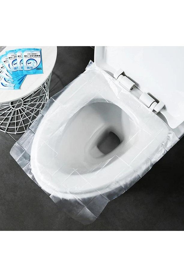 50 Adet Kullan At Klozet Poşeti Klozet Örtüsü Klozet Kapak Örtüsü Dispenseri Klozet Kapak Kağıdı - 8