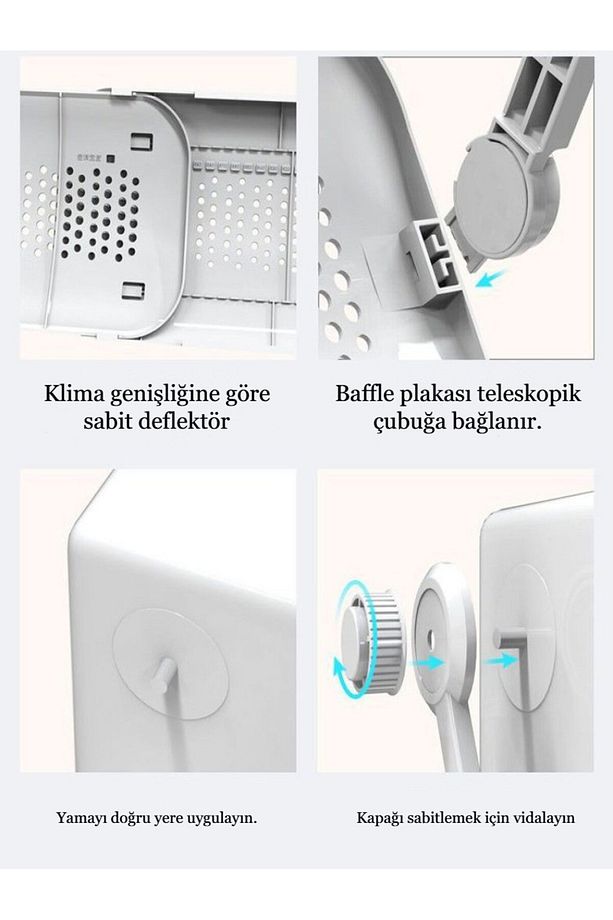 Evrensel Ayarlanabilir Klima Hava Yönlendirici Aparat Split Tipi Rüzgar Deflektörü Klima Siperliği - 6