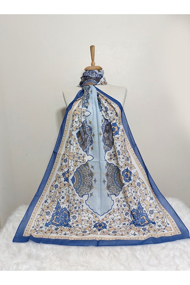 شال قطن ناعم منقوش - 1