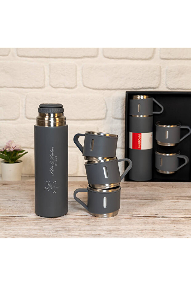 Mobgift Isim Baskılı Paslanmaz Çelik Termos 2 Bardaklı - 2