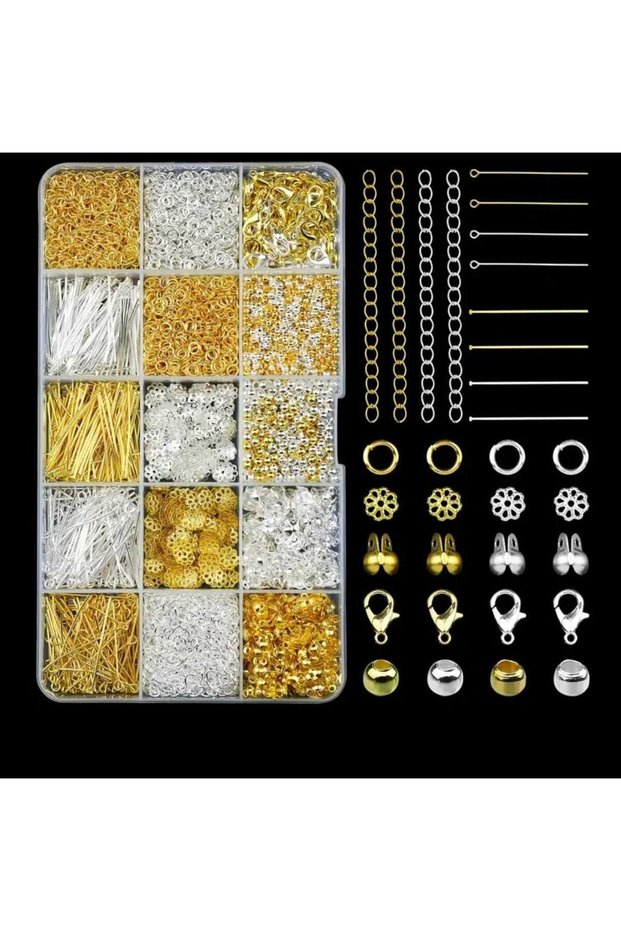 1250Pcs Gold and Silver Bracelet Necklace Jewelry Making Kit with Extension Chain Craft Supplies