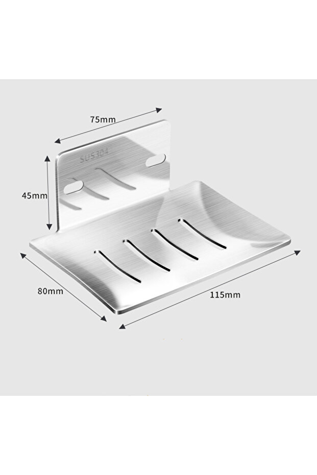 Brushed silver Stainless Steel Soap Holder Bathroom Soap Dish With Drain Water No Drilling Wall Moun