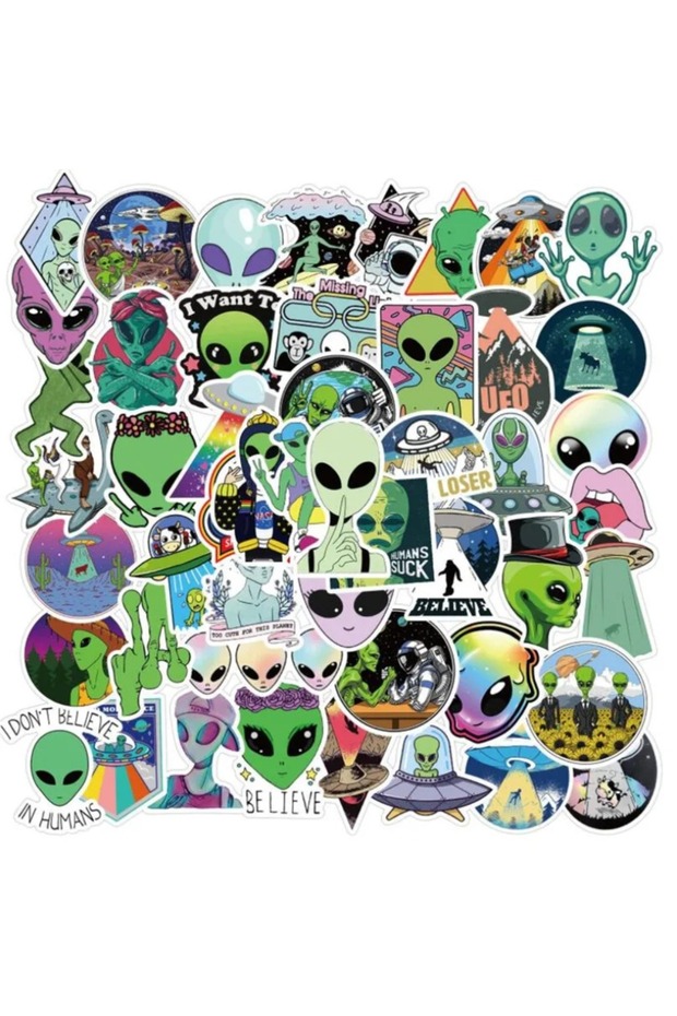50PCS 50PCS New Alien Cartoon Graffiti Boy Toy Luggage Laptop Helmet Waterproof Without Leaving Glue
