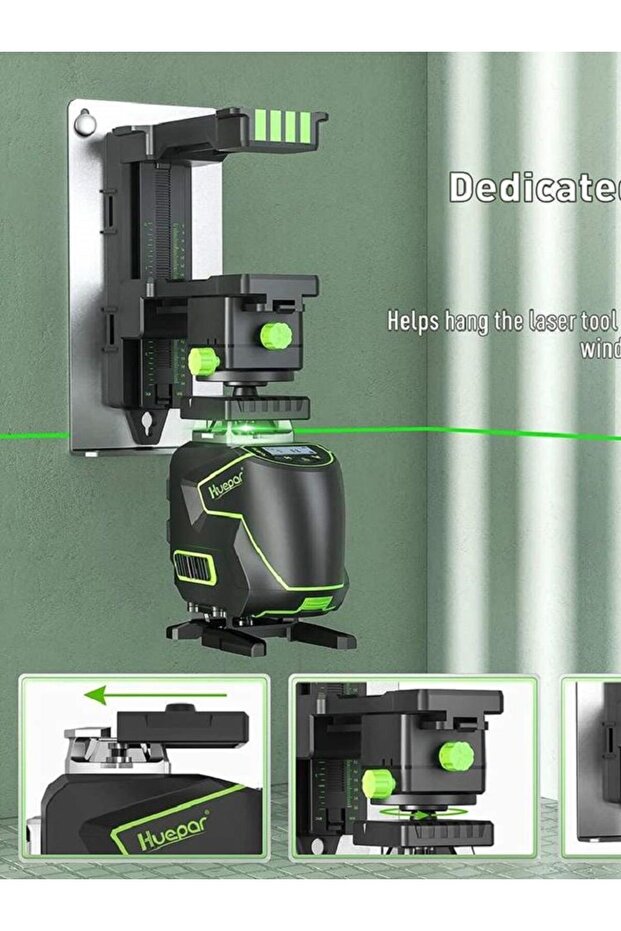 Huepar Pivoting 360 Degree Adjustable Base Pv11+ 1/4" Thread Bracket Laser Level Adapter - 8