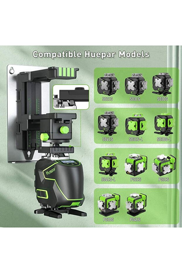 Huepar Pivoting 360 Degree Adjustable Base Pv11+ 1/4" Thread Bracket Laser Level Adapter - 6