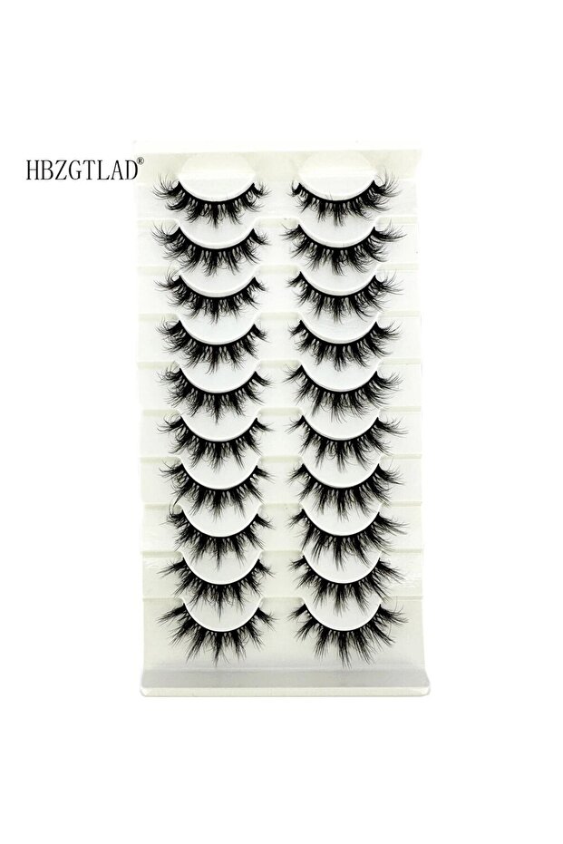 10 PairsXH21 New 10 Pairs False Lashes 5D Faux Mink Lashes Fluffy Soft Volume Natural Eyelashes Cros