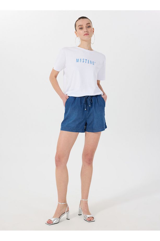 Lastikli Bel Normal Lacivert Kadın Denim Şort M5SL-SRT1102 - 1
