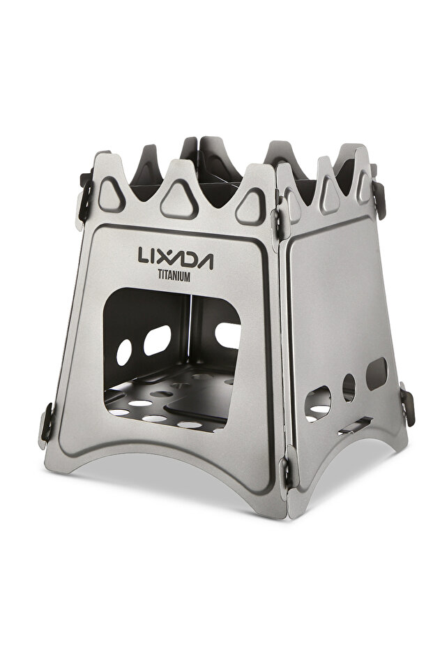 Titanium L Lixada Compact Folding Titanium Wood Stove for Outdoor Camping Cooking Picnic Wood Burner