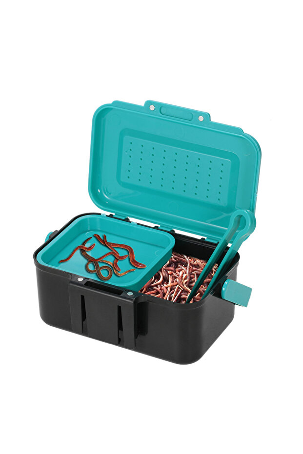 Black and Blue Portable Fishing Lure Box Case Live Lure Bait Hook Earthworm Carrying Case Waist Fish