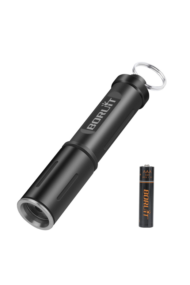 AAABattery BORUiT RJ11 Mini Keychain EDC LED Flashlight 120LM IP67 Waterproof Torch Powered by AAA B