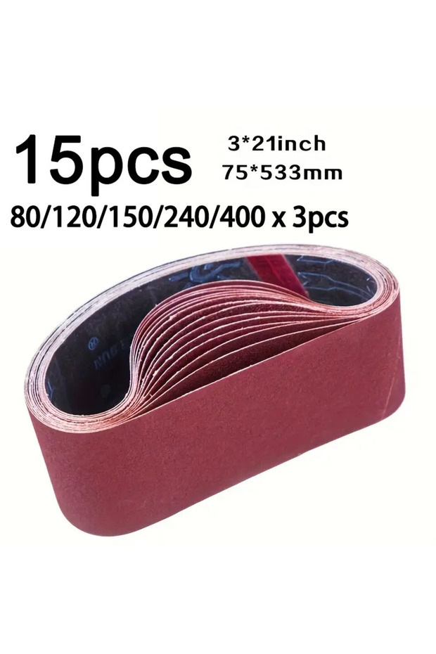 15pcs 15pcs 3x21(75x533) Inch Sanding Belt Sanding Paper Suitable For Sanding Machine Grinding Woodw