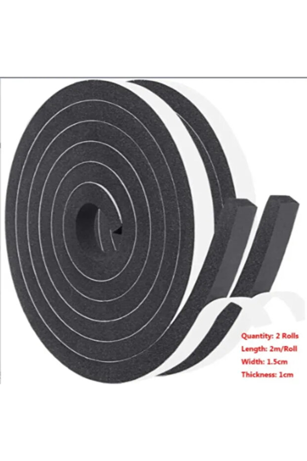 Black 1.5cm-2 Rolls 2M/Roll Foam Door Window Sealing Strip Weather Stripping Self-Adhesive Soundproo