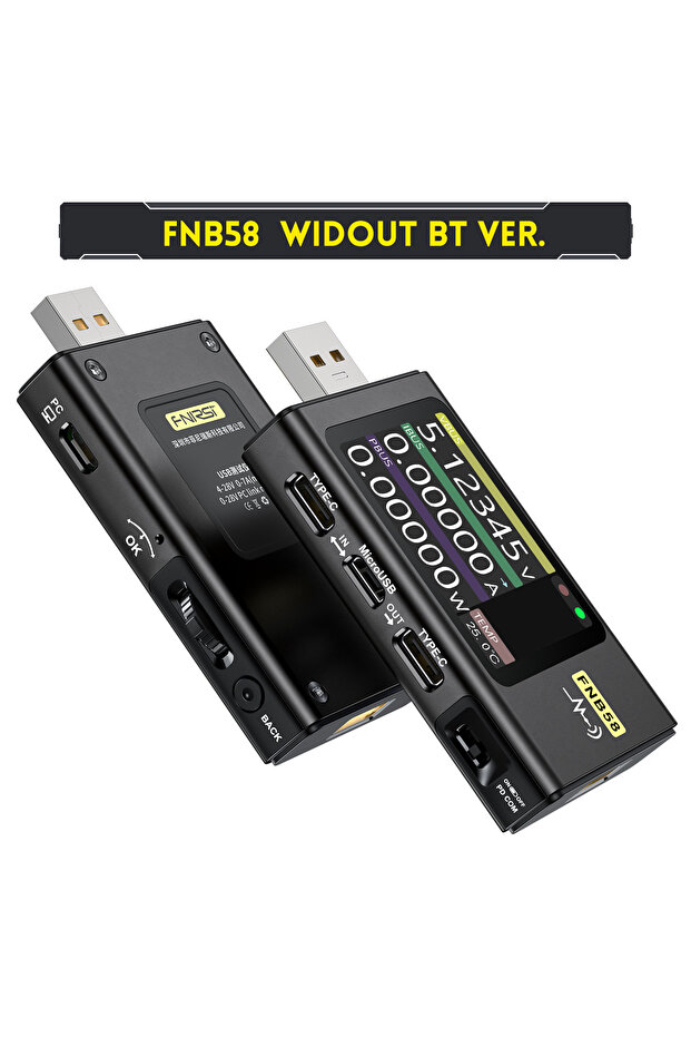 FNB58 FNB58 جهاز اختبار USB، فولتميتر، مقياس التيار الكهربائي، TYPE-C، كاشف الشحن السريع، قياس السعة R