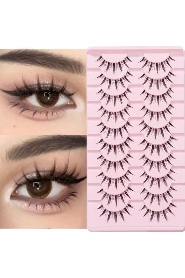 15mm 0.07mm D BLACK-SHY-2321 Comic Fake Eyelashes 10 Pairs Can Enlarge the Eyes Natural Slender Long