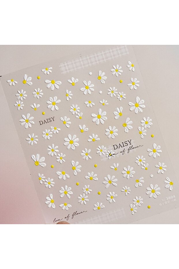 1pcs to3804 1pcs 5D Elegant White Daisy Nail Art Stickers Japanese Kawaii Flower Adhesive Nail Decor