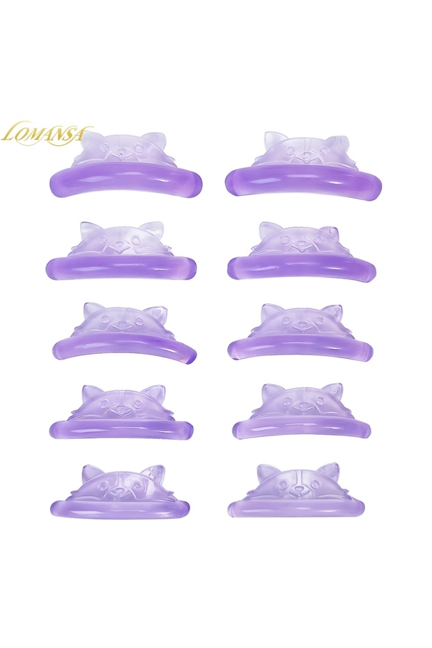 Purple Lomansa 5 Pairs C Curl Silicone Eyelash Perm Pads Sticky Lashes Rod Shield Lifting 3D Eyelash