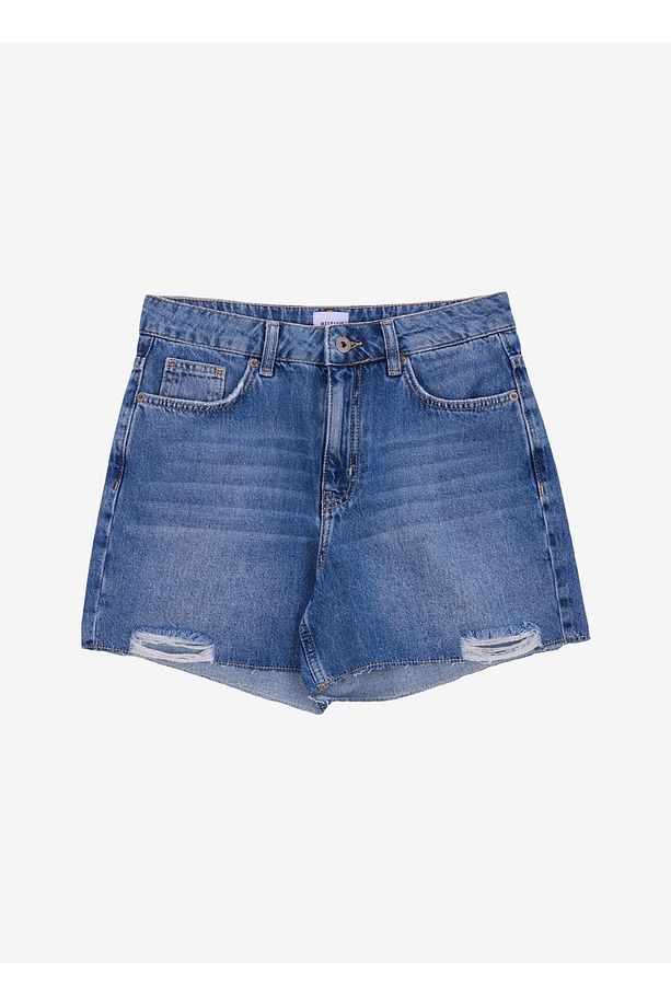 Standart Bel Normal Mavi Kadın Denim Şort M5SL-SRT1119 - 6