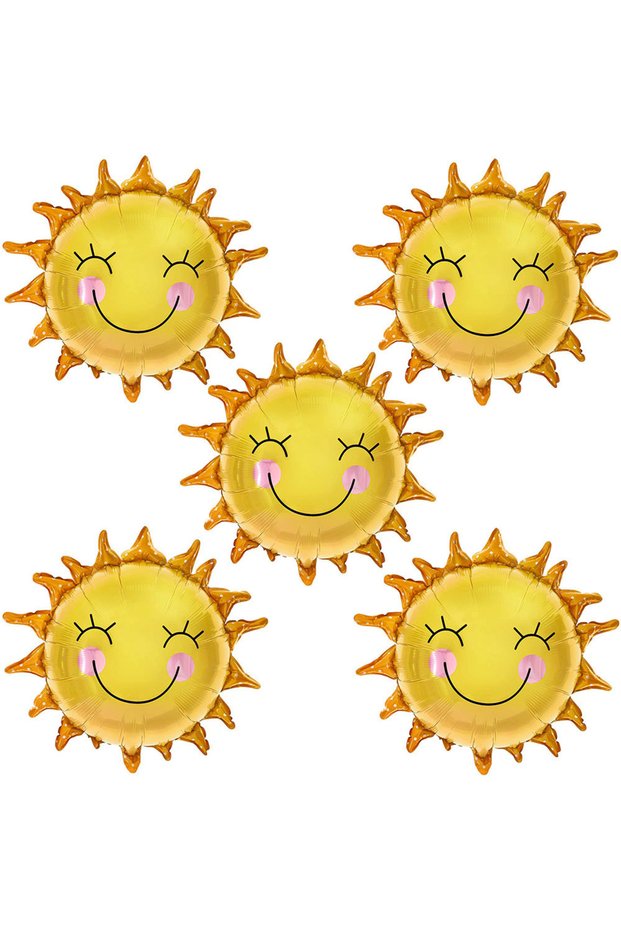 As Picture 5PCS 5Pcs 26Inch Smile Face Sun Balloons for Party Mylar Sunshine Balloons Summer Balloon