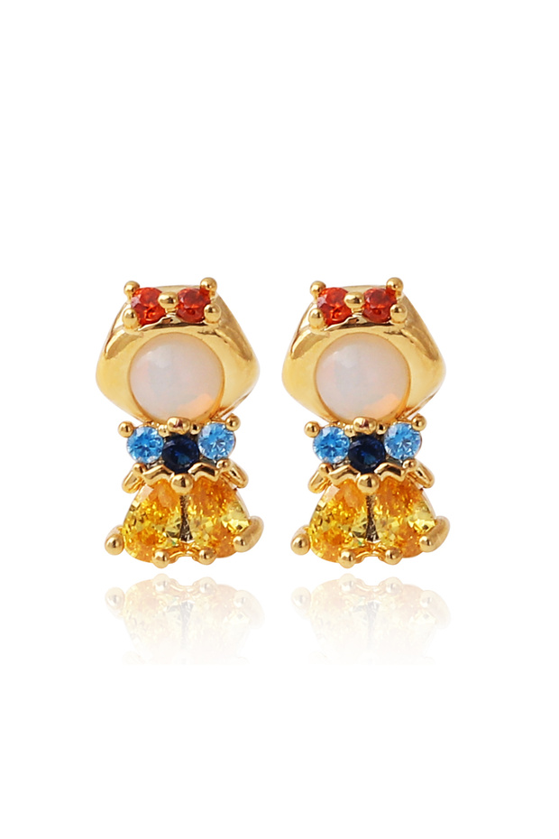 Princess 1 New Ins Colorful Zircon Cute Cartoon Characters Princess Stud Earrings For Women Girls Tr