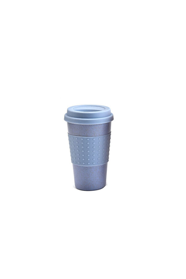 350ml blue European Style Wheat Straw Fiber Water Cup Car Mounted Silicone Coffee Cup Plastic Person
