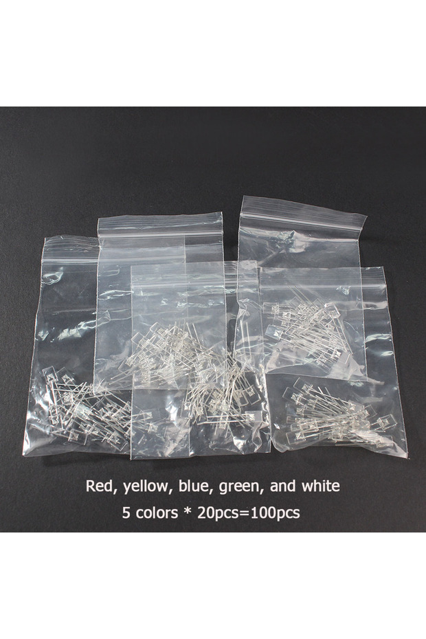 YTDMEN multicolour-kit 100PCS LED Diode 2x5x7mm Transparent Lights Diodes Kit Red Yellow Blue Green