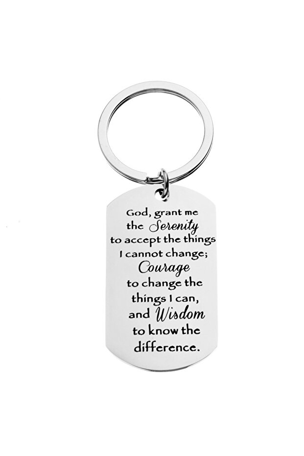 Silver 1Pc Religious Keychain Serenity Prayer Sobriety Recovery Accessory For Women Men Birthday New