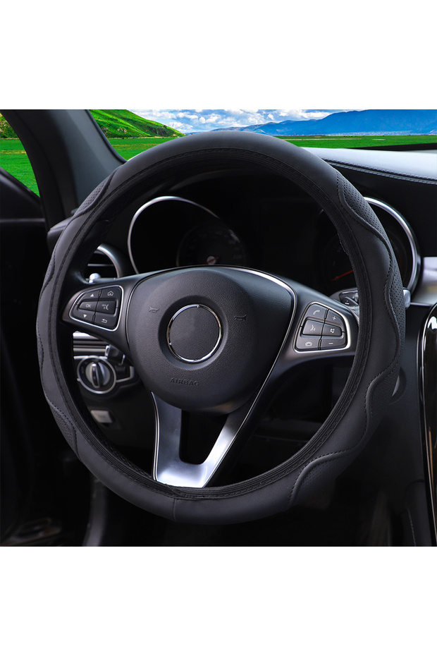 Black 1 stereo embossed massage hand type leather automotive supplies without inner ring steering wh