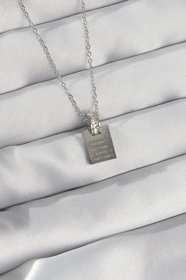 316L Steel Chain Silver Color Zircon Stone Love Letter Necklace Tj-Bko8908