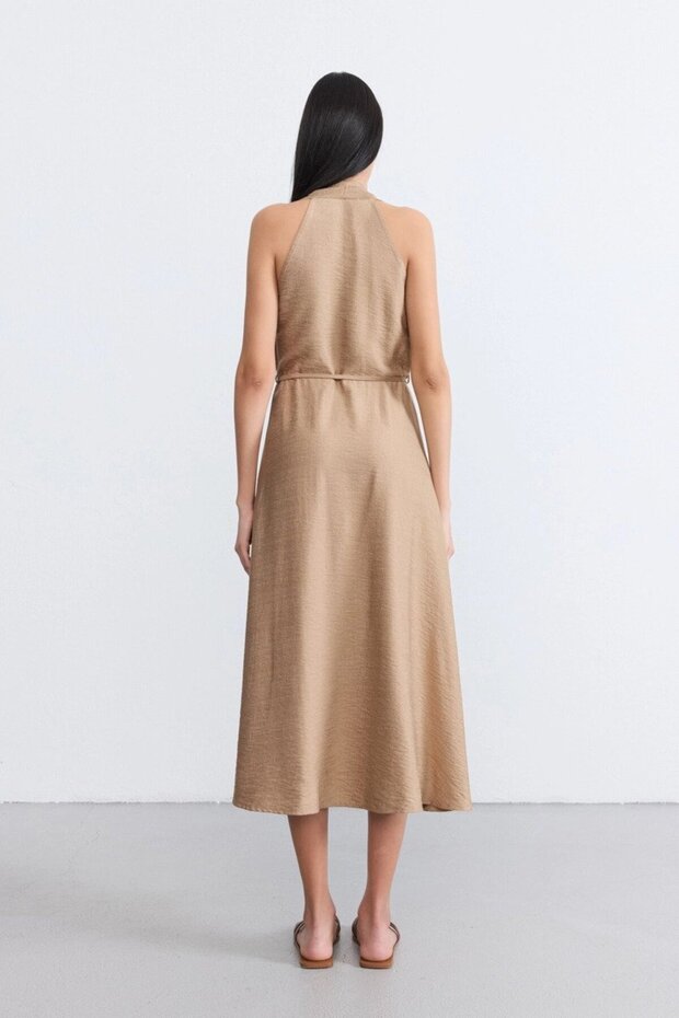 Mink Halter Neck Flared Dress - 8