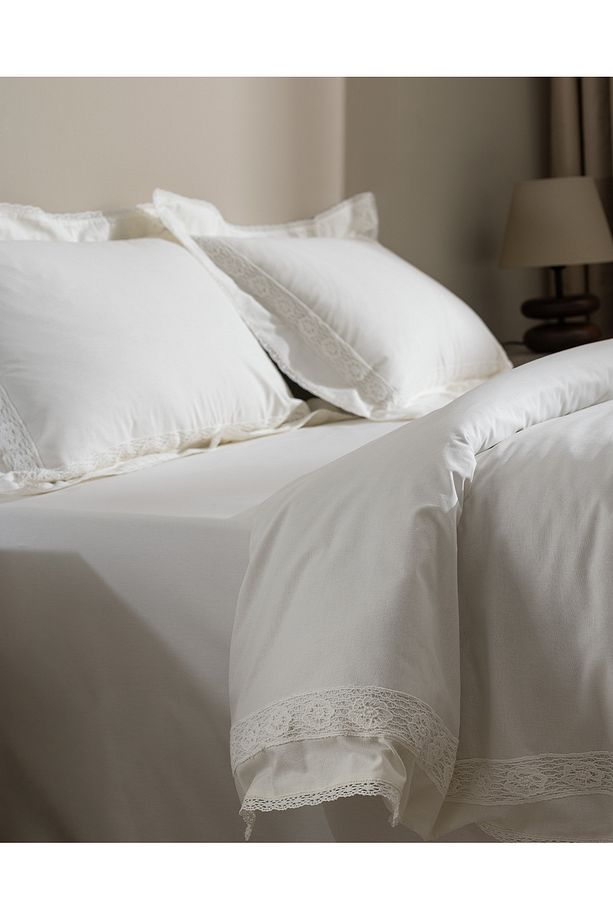 Kaviera King Size %100 Pamuk Brodeli Nevresim Takımı - Beyaz - 3
