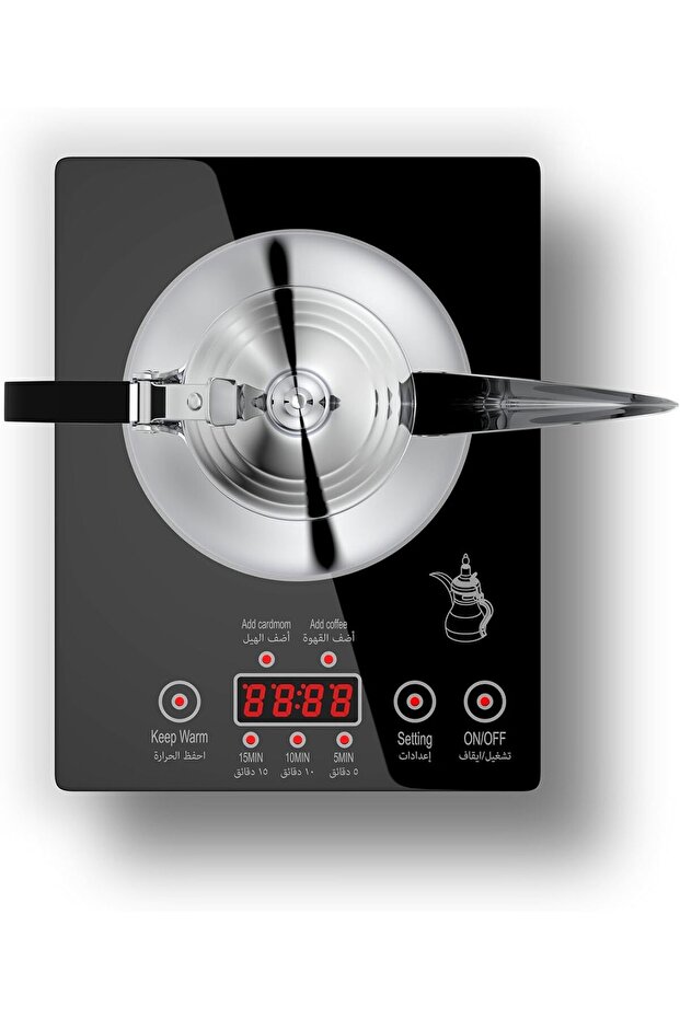 Al Saif Turkish Coffee Maker, 0.6 L, Digital Temp & Time Display, Comfortable Handle, Silver - 3