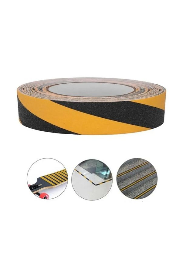 Suya Dayanıklı Merdiven - Zemin Kaydırmazlık Bantı Sarı/siyah 48mm x 10mt - Iç Ve Dış Mekan Kullanım - 5