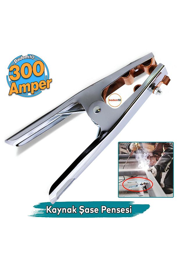 300 Amper Elektrod Kaynak Bakır Destekli Kaynakçı Pense Kaynak Şase Pensesi 1 Adet Tek - 8