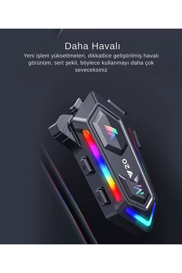Y20 5.3 Motosiklet Kask Kulaklık Intercom Işıklı Motorsiklet Interkom RGB Işıklı Bluetooth - 6