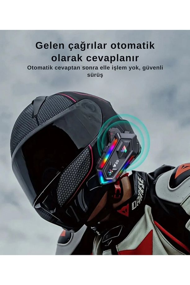 Y20 5.3 Motosiklet Kask Kulaklık Intercom Işıklı Motorsiklet Interkom RGB Işıklı Bluetooth - 2
