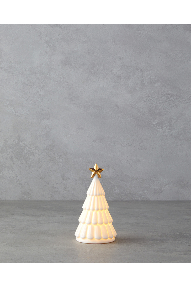 Snow Tree Yılbaşı Biblo 7,5x8x14 cm Ekru - 2