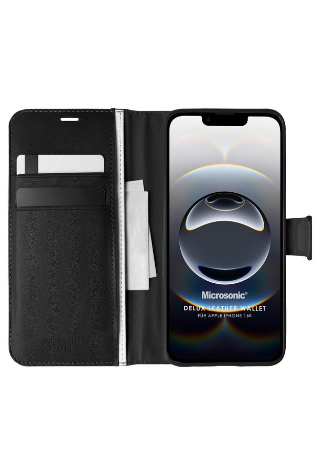 Appl iPhone 17E Case Delux Leather Wallet Black
