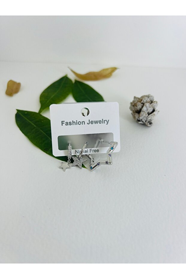 ÜÇLÜ YILDIZ ÇELİK KÜPE - 1