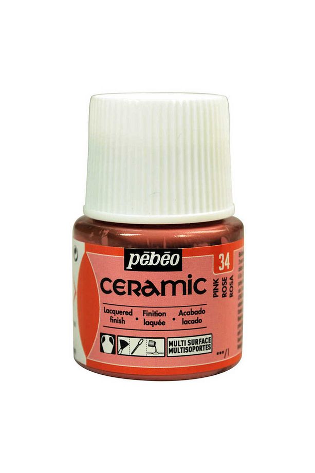 Solvent Bazlı Seramik Boya 45ml Şişe - 34 Pink - 1