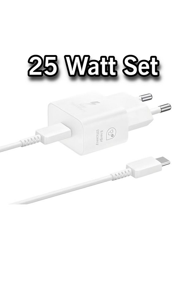 Samsung Uyumlu Hızlı Şarj Adaptörü (25W) + Type-C Kablo Set Beyaz - 1