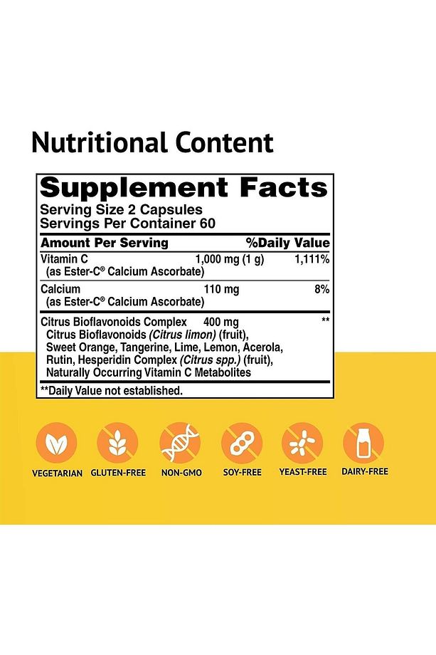 Ester-c With Citrus Bioflavonoids Hesperidin Complex 24 Hour Immune ! C Vitamini Non-acidic - 2