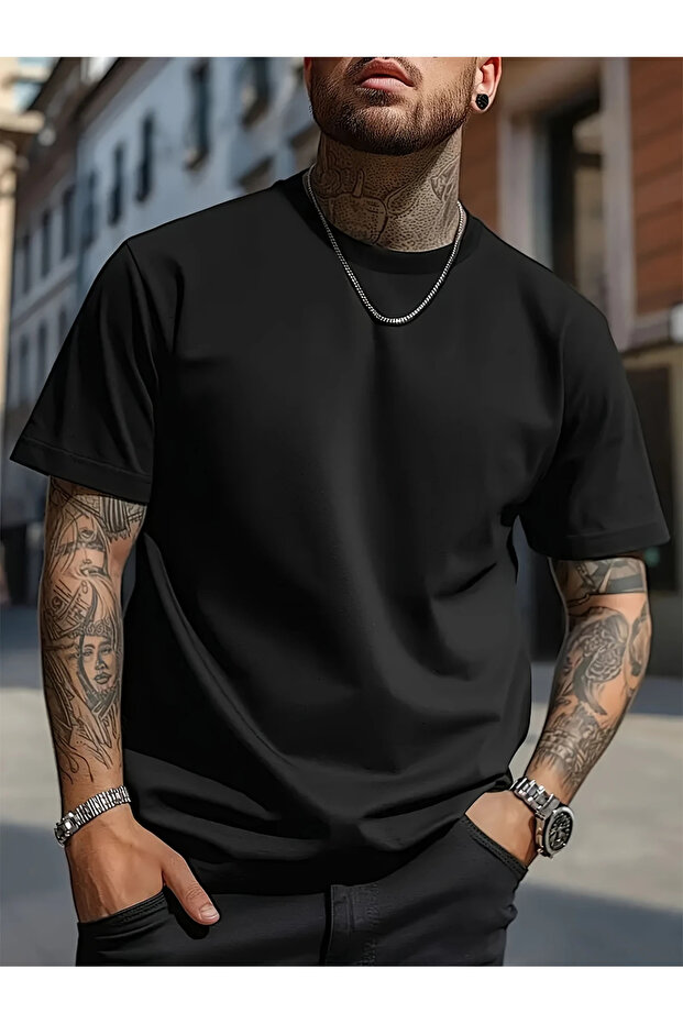Casual Cotton T-Shirt, 100% Round Neck Short Sleeve T-Shirt, Solid