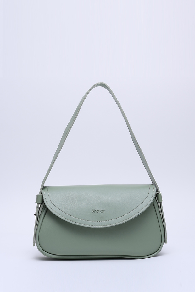 Mint Green Shk150 Faux Leather Lined Snap Fastener Adjustable Strap Hand, Arm and Shoulder Bag