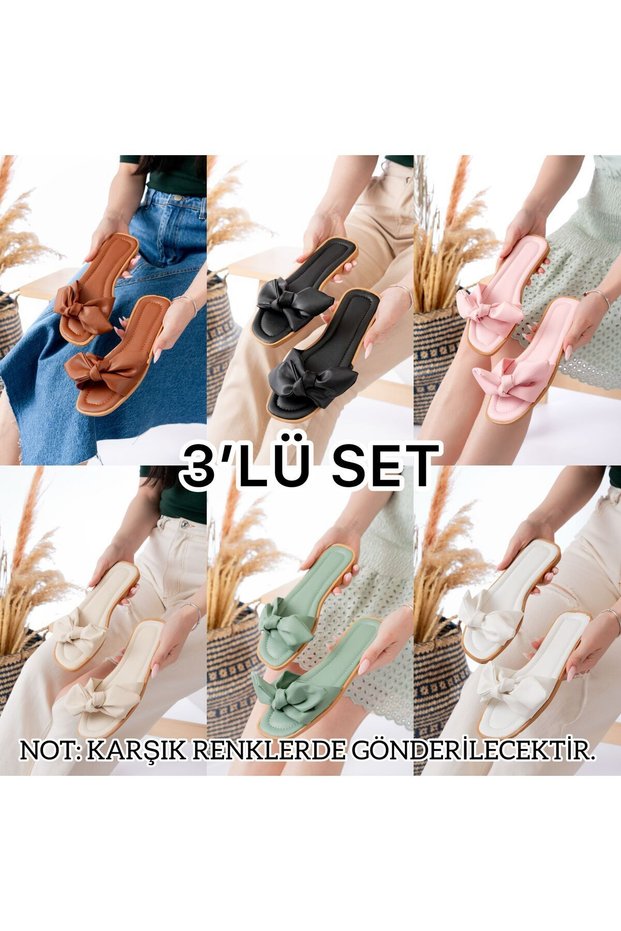 3-Piece Women's Non-Slip Street Beach Bathroom Summer Casual Slippers