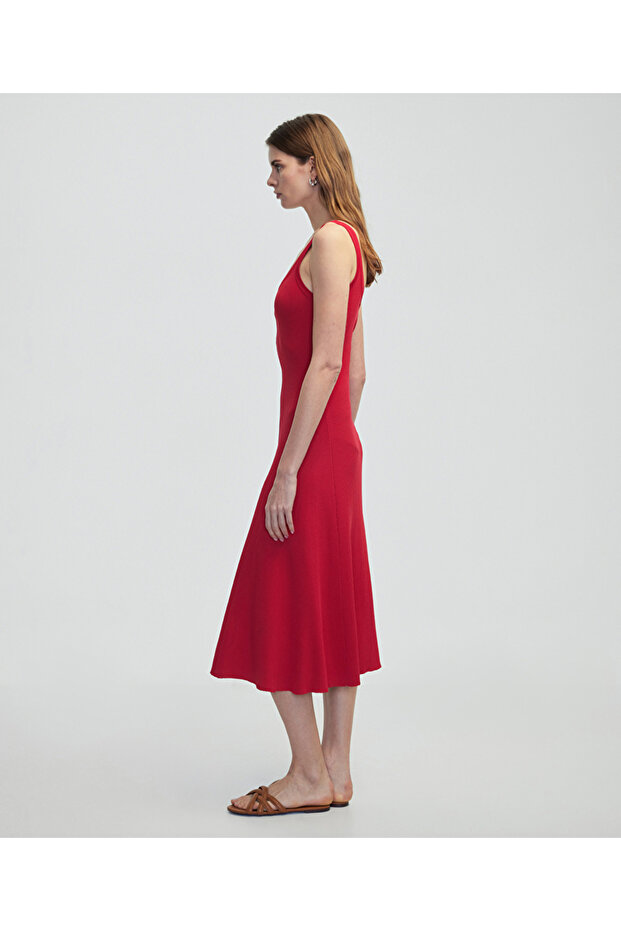 Askılı triko elbise - 5