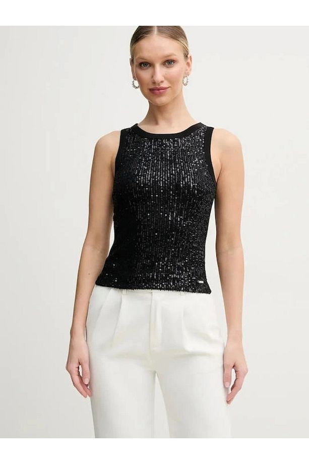 ALEXIA SEQUINS TANK TOP Kadın Siyah Atlet W5GP06KCS10-JBLK - 1
