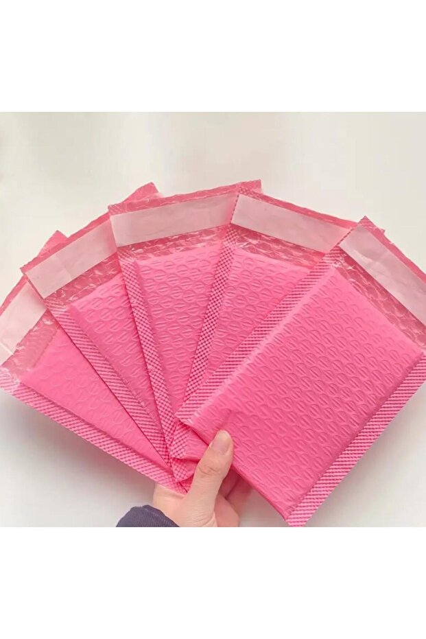 Bantlı Pembe Patpatlı Balonlu Kargo Poşeti E Ticaret poşeti 10 Adet 33x40+4 - 3