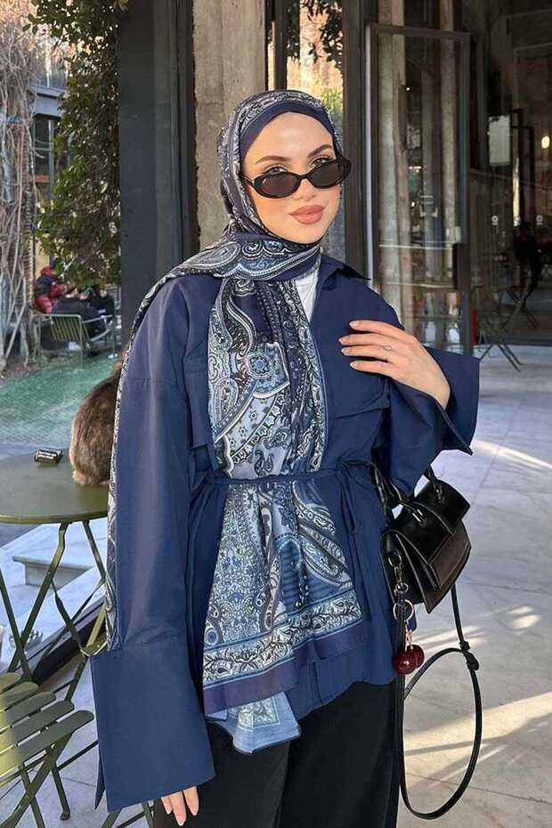شال إيليف سيبر التاريخي بنمط ديونيسا - أزرق داكن