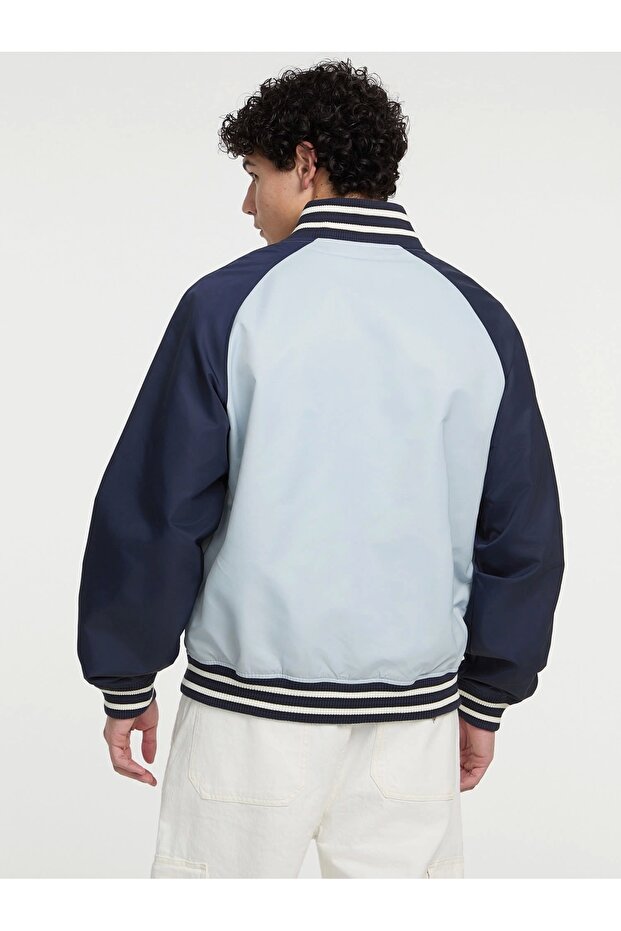 GJ RAGLAN BOMBER WITH PATCH Erkek Mavi Ceket M5GL32WHAA2-G7O7 - 5